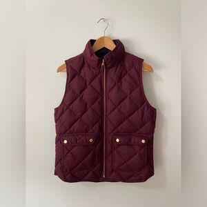 J. Crew Burgundy Quilted Puffer Vest